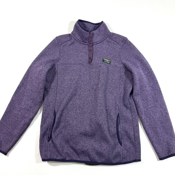 LL Bean Sweater Fleece T Snap Pullover Purple - Picture 1 of 7